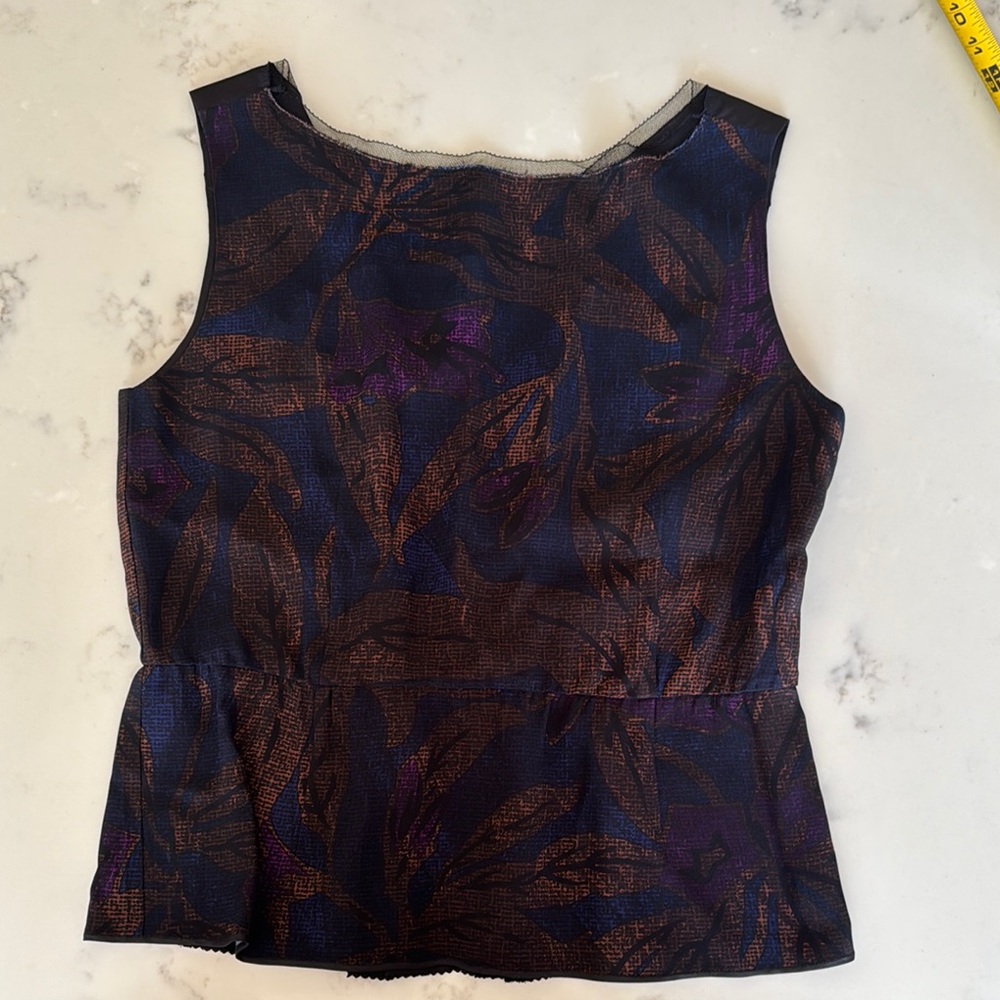Marc Jacobs Blue and Brown Peplum Tank Top